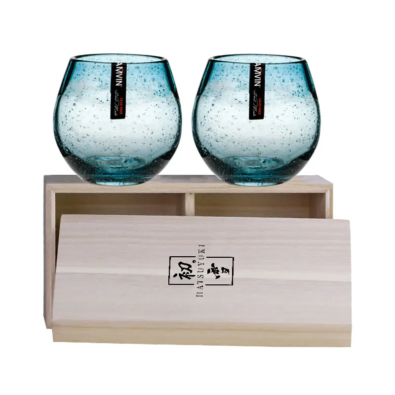 Hatsuyuki Designer Blue Crystal Glasses