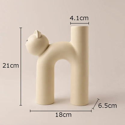 Ceramic Cat Flower Vase - Brighten Up That Desktop