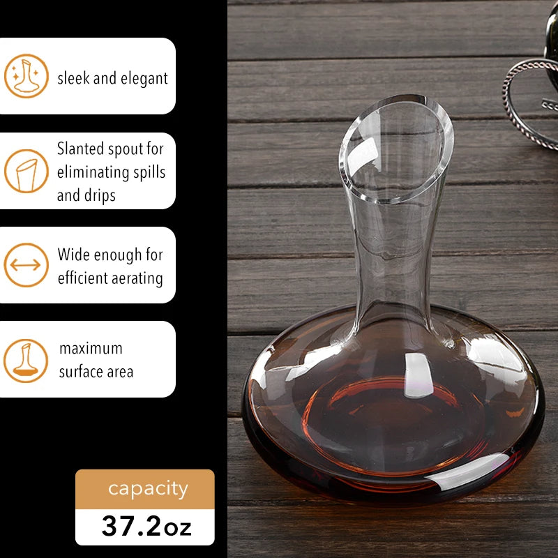 Crystal Glass Wine Decanter - 1100ml