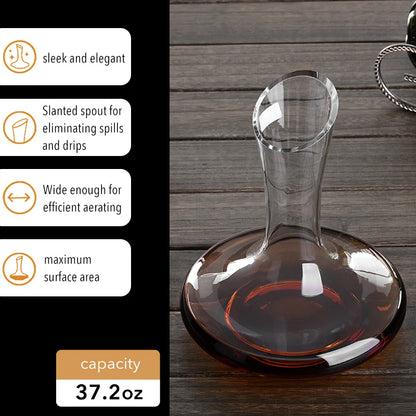 Crystal Glass Wine Decanter - 1100ml