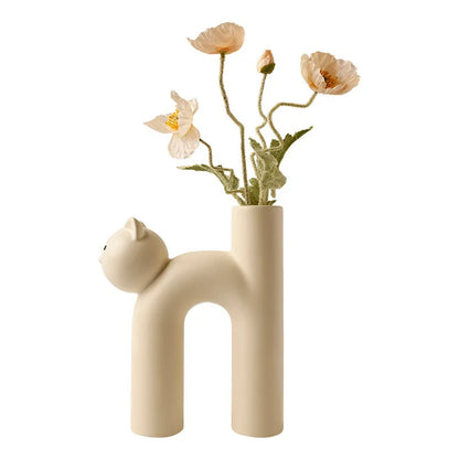 Ceramic Cat Flower Vase - Brighten Up That Desktop