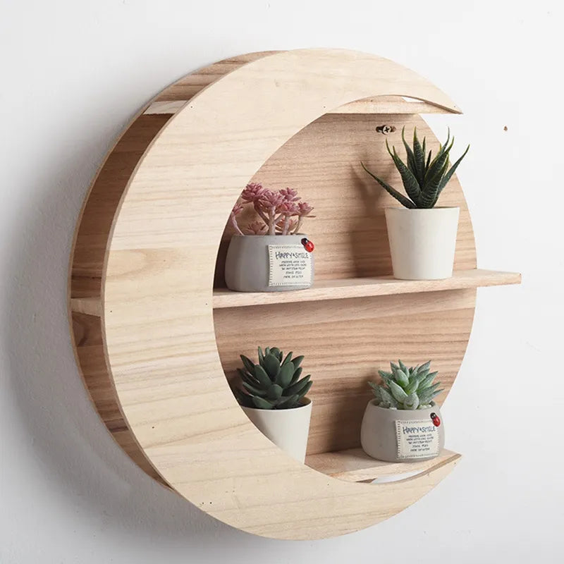 Wooden Moon Storage Shelf