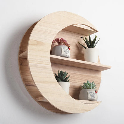 Wooden Moon Storage Shelf