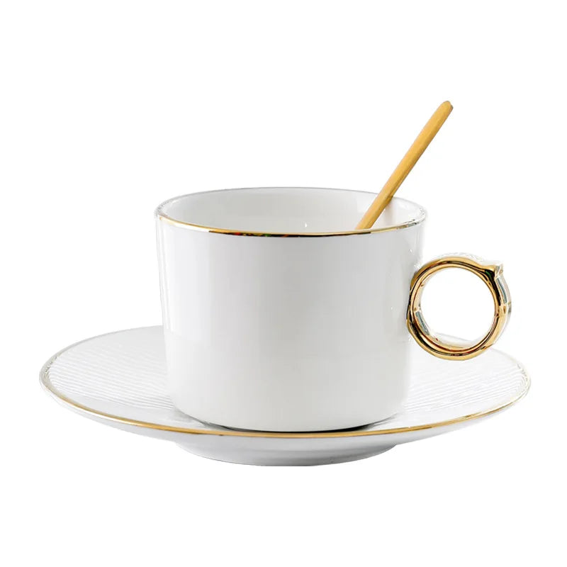 Luxury Ceramic & Gold Tea Cups, Saucers and Spoons - Perfect for afternoon tea