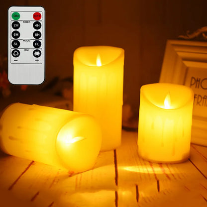 Flickering Flameless Candles 3Pcs/Set with Remote Control - Indoor & Outdoor