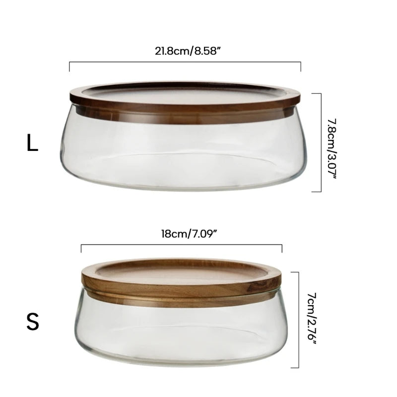 Wooden Lid Glass Storage Bowl - Perfect Table Centrepiece