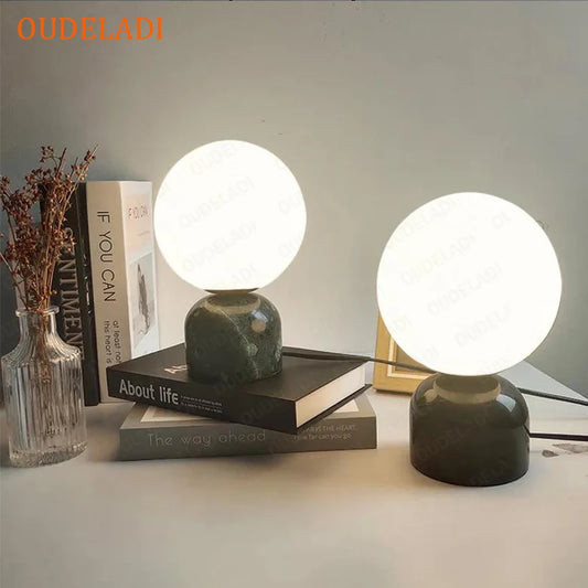 Marble Glass Ball Table Lamp - Bedside Table Ready