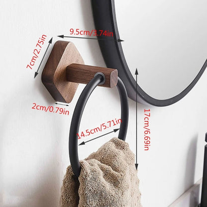 Wooden Bathroom Towel Ring Holder