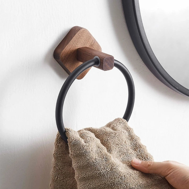 Wooden Bathroom Towel Ring Holder