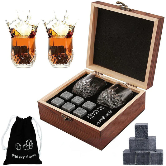 Luxury Whiskey Gift Box Set - Tumblers, Stones and Presentation box