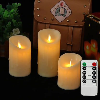 Flickering Flameless Candles 3Pcs/Set with Remote Control - Indoor & Outdoor